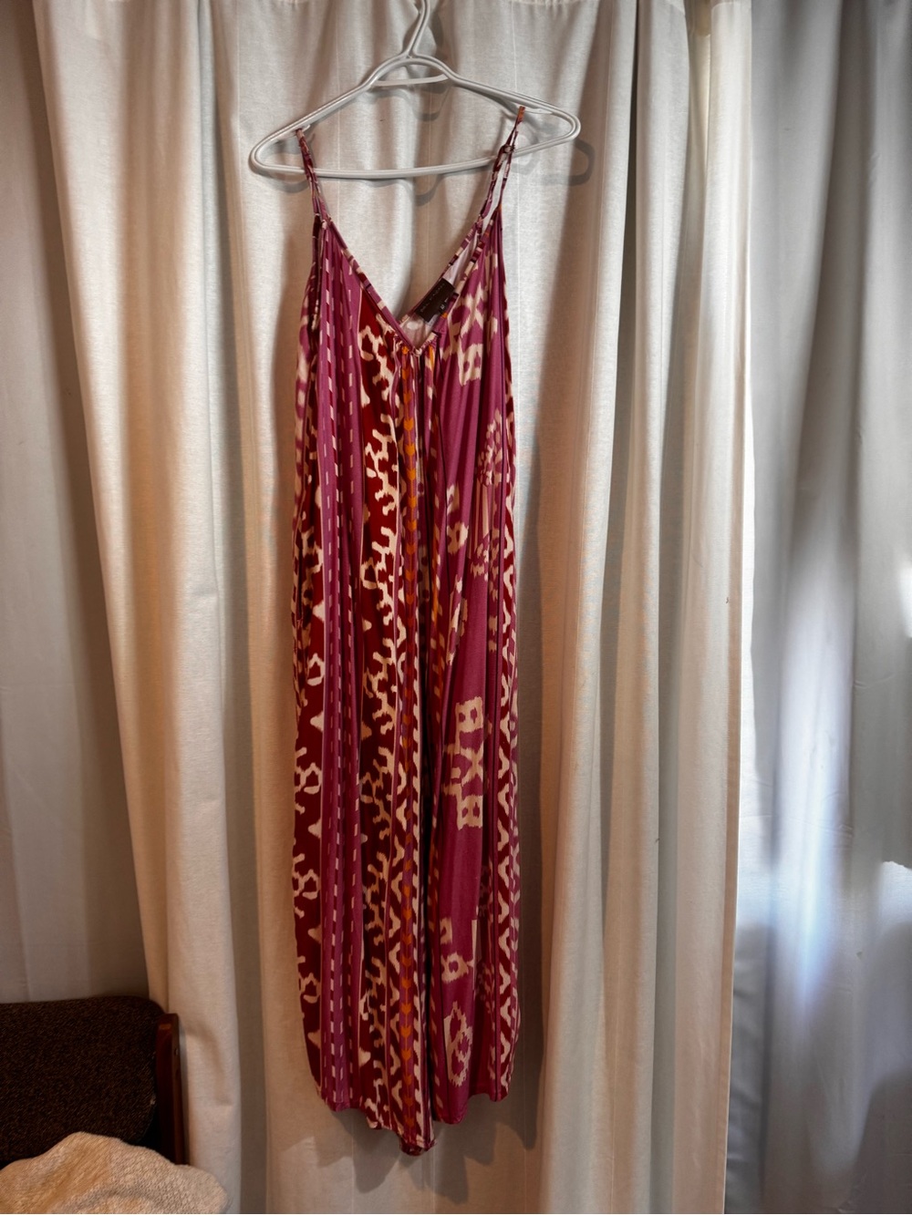Bel Kazan Spaghetti Strap Wide-Leg Jumpsuit, pink/mauve pattern